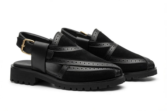 Black Brogue Norozi chappals