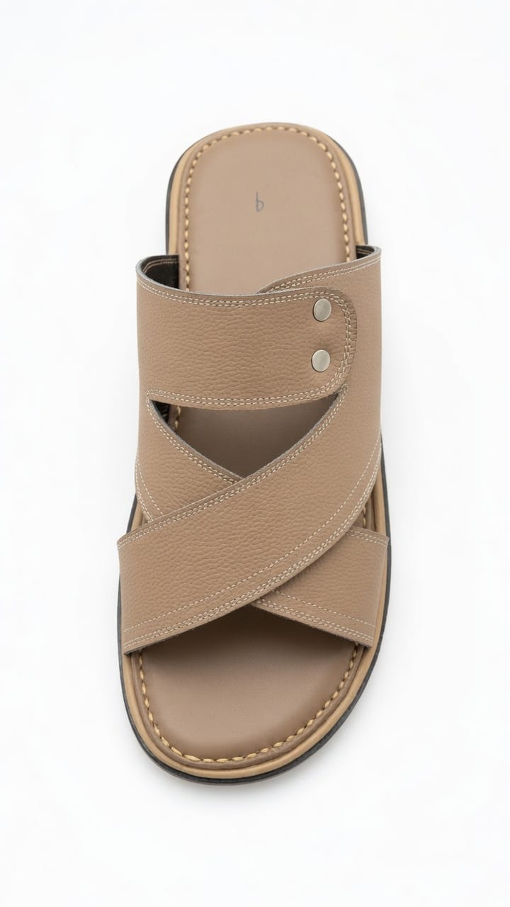 Handcrafted classic cross strap leather slides for men