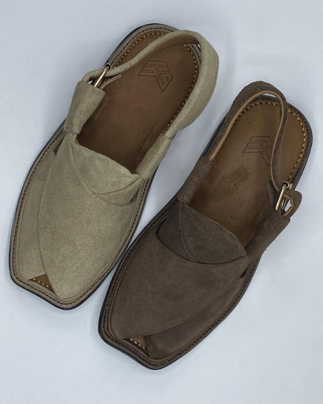 Green Suede Peshawari Chappal: Handmade Leather Men's Sandals