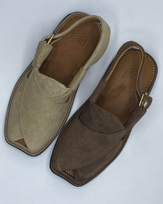 Green Suede Peshawari Chappal: Handmade Leather Men's Sandals