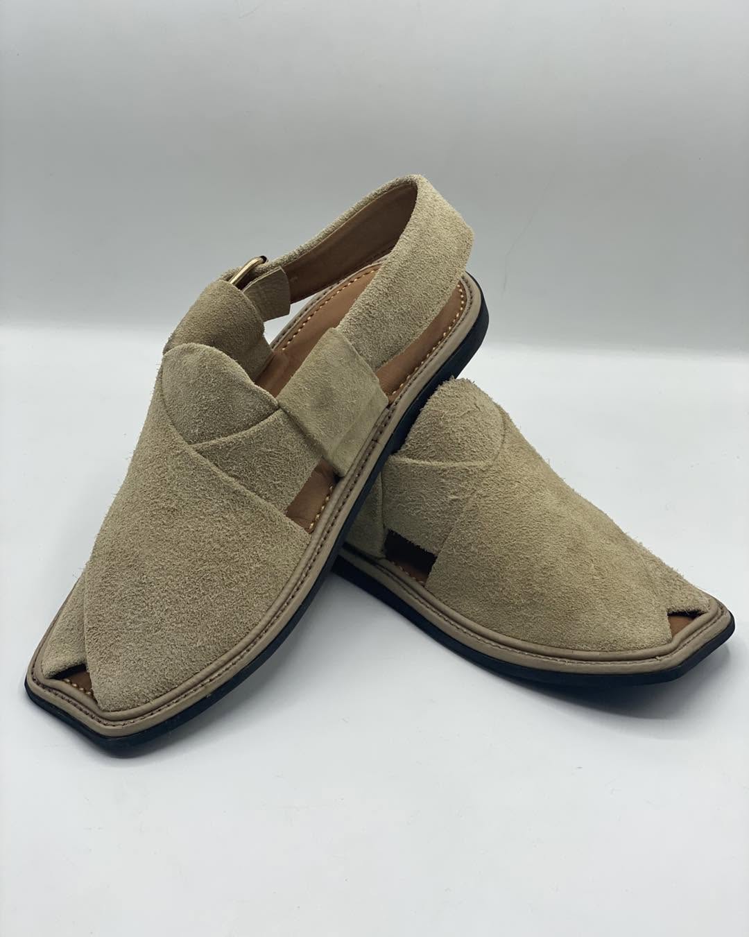 Green Suede Peshawari Chappal: Handmade Leather Men's Sandals