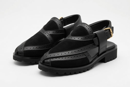 Black Brogue Norozi chappals