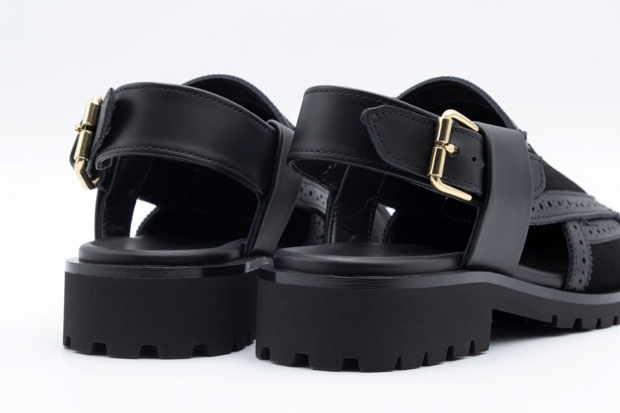 Black Brogue Norozi chappals